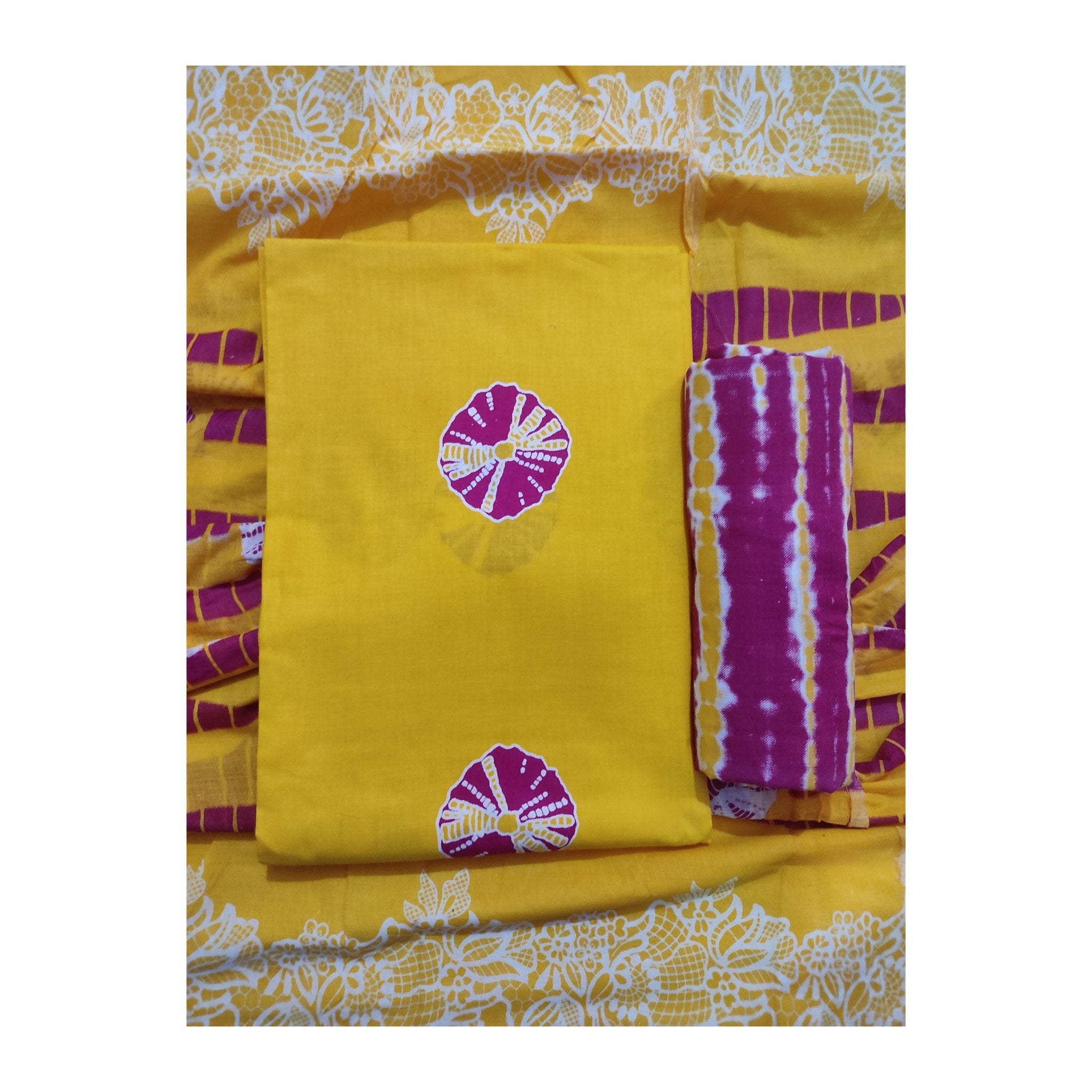 Aansh Fashion Handprinted Batik Cotton Dress Material Set
