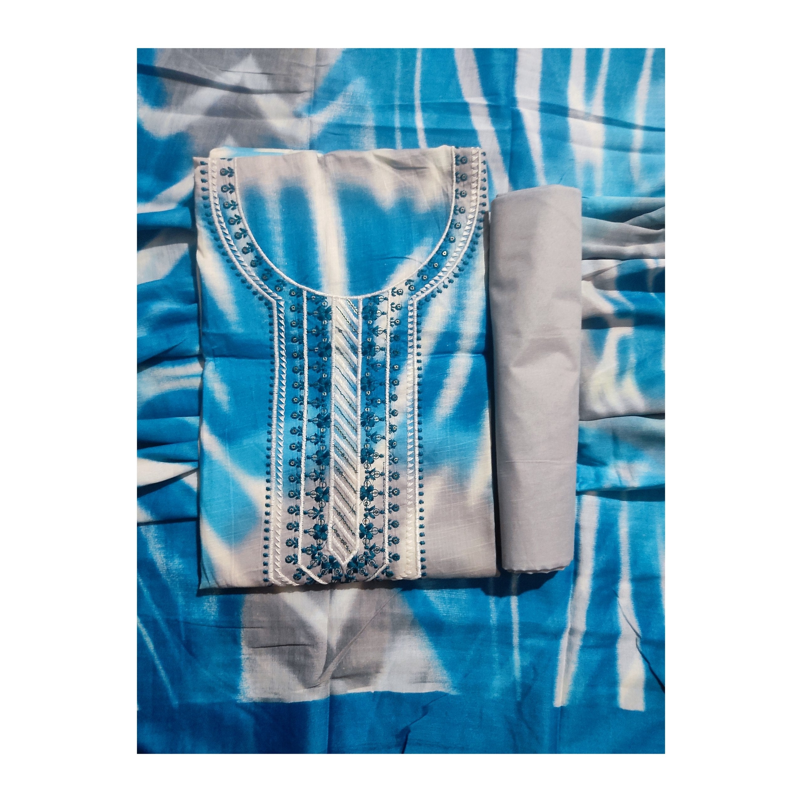 Aansh Fashion Mustard & White Shibori Tie-Dye Cotton Suit Set