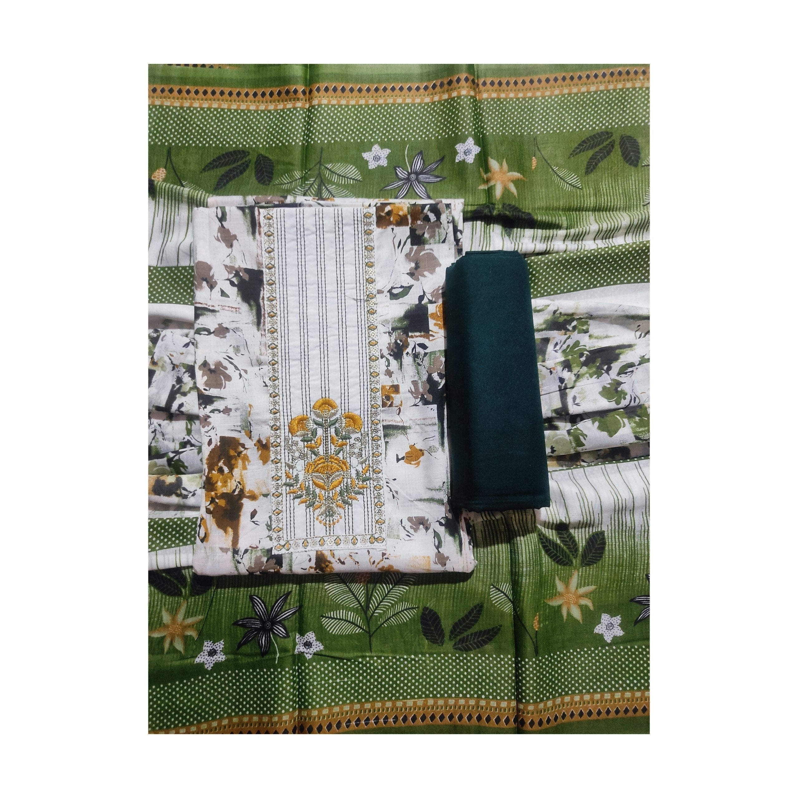Aansh Fashion Maroon & Cream Floral Printed Cotton Unstitched Suit Set
