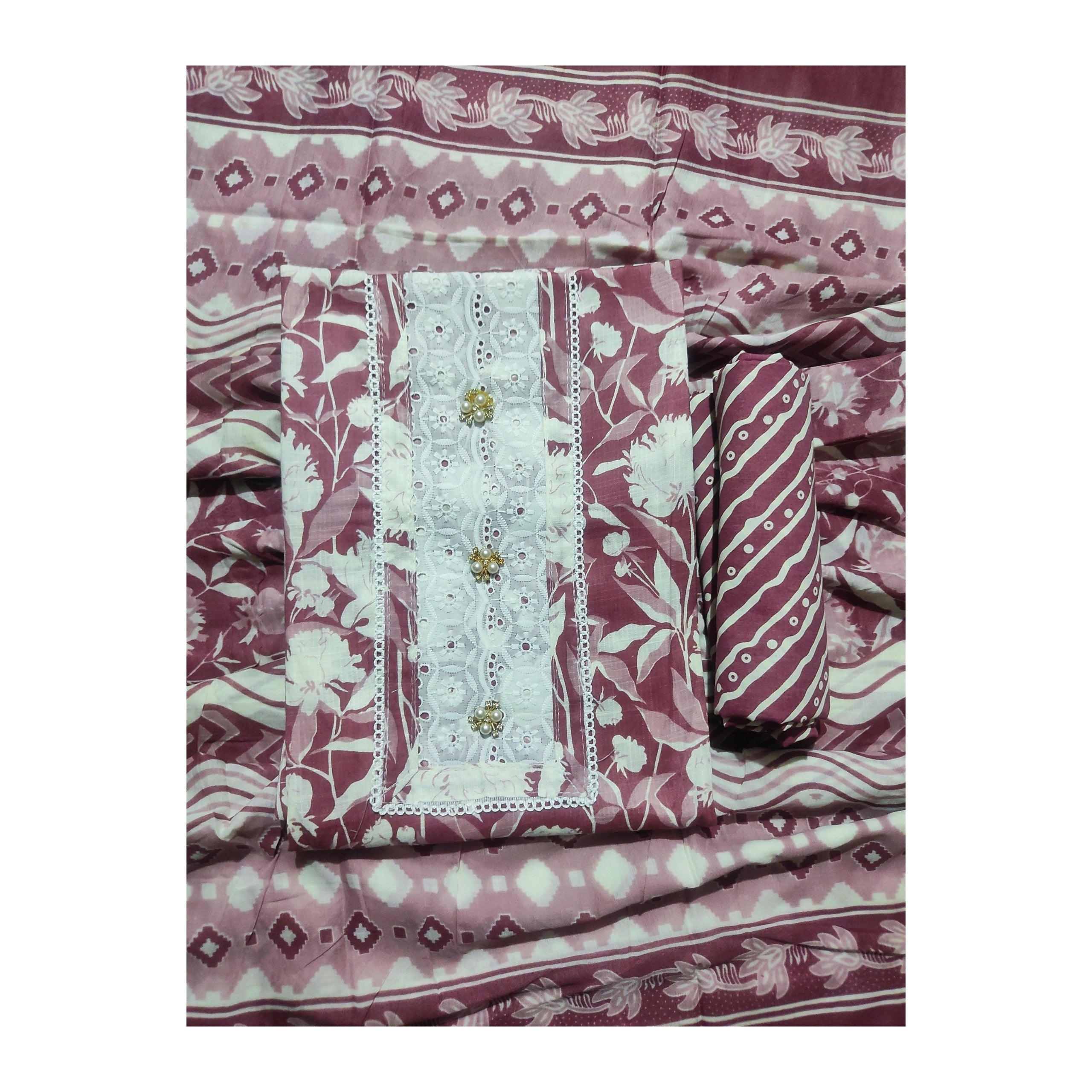 Aansh Fashion Pink Floral Cotton Suit Set